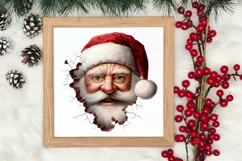 Watercolor Peeking Santa and Snowman Clipart, Christmas PNG Product Image 3