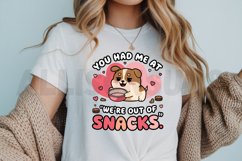 Cute Cartoon Dog We Are Out Of Snacks Hearts Background Product Image 3
