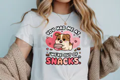 Cute Cartoon Dog We Are Out Of Snacks Hearts Background Product Image 3
