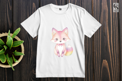 Cute Pink Rainbow Fox Watercolor Clipart Sublimation PNG Product Image 3