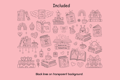 Valentine Bookish Digital Stamp, Romance Books Coloring Page Product Image 3
