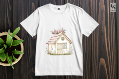 Rose Garden Cottage House Clipart Sublimation PNG Product Image 3
