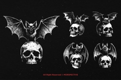 10 Bundle Dark Art Skull Bat Demon Horror Scary Animal Product Image 5