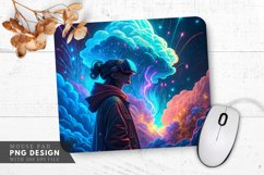Neon Dreams Surrounded by Glowing Clouds Mouse Pad PNG Product Image 1