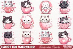 Sweet Cat Valentines Day Clipart Bundle, Valentine Cat Product Image 1