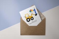 First Birthday Excavator | Happy Birthday Card | EPS SVG PNG Product Image 3