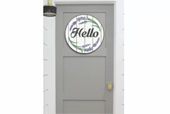Farmhouse Lavender door sign, Hello door hanger SVG cut file Product Image 2