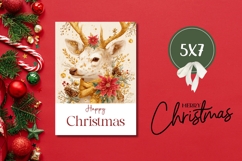 Boho Christmas Deer Greeting Card PNG, Happy Christmas Card Product Image 3