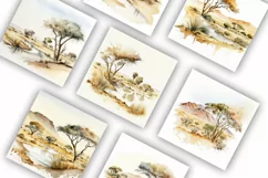 African Countryside Landscapes | Watercolour or Clipart JPG Product Image 3