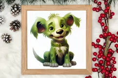 Green Christmas Dog Clipart Sublimation, Christmas Dog PNG Product Image 3