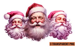 Watercolor Vintage Pink Santa Claus Clipart, PNG Product Image 1
