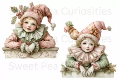 Christmas, Elfs, Ephemera, PNG, watercolor, Clipart Product Image 3