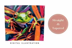 Green Frog Tumbler Wrap, Neon Tropical Leaves Tumbler PNG Product Image 3