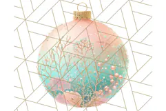 Coral and Aqua Christmas Clipart PNG, Pastel Holiday Art Product Image 3