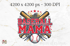Baseball Mama PNG, Sports Game Day Star Sublimation Design Product Image 2