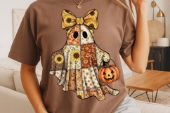 Boho Patchwork Ghost Png, Preppy Cute Halloween Ghost Png. Product Image 3