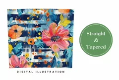 Art Flowers Tumbler Wrap Design, Watercolor Stripes Tumbler Product Image 3