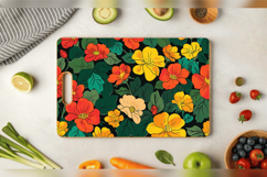 Red Green &amp; Yellow Floral Cutting Boards sublimation Designs Product Image 3
