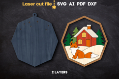 Fox Christmas Ornament SVG laser cut files for Glowforge Product Image 3