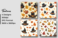 Witch Hat &amp; Autumn Leaves Pattern Digital Paper Product Image 3
