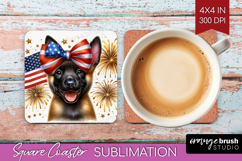 Belgian Malinois Dog Square Coaster Patriotic Dog Coaster Product Image 1