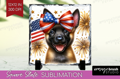 Belgian Malinois Dog Slate PNG Patriotic Dog Square Slate Product Image 1