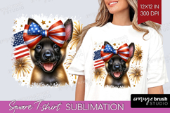 Belgian Malinois Dog Square Tshirt Background Patriotic Dog Product Image 1