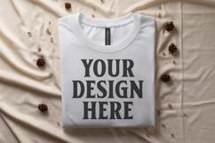 White Bella Canvas 3001 Flat Lay T-Shirt Mockup Product Image 1
