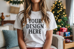 Bella Canvas 3001 Silver Christmas Shirt Mockup Product Image 1