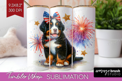 Bernese Mountain Dog Tumbler Wrap Patriotic Dog Tumbler PNG Product Image 1