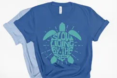 Slow Living By the Sea in the shape of a Turtle SVG Cut File Product Image 2