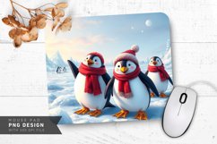 Playful Penguins in Red Scarves Mouse Pad PNG Design Product Image 1