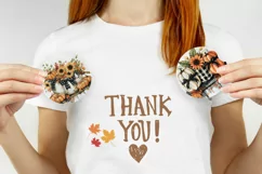 Watercolor Pumpkins Car Coasters, Sunflowers Car Coaster PNG Product Image 3
