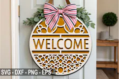 Welcome Dog Laser Cut SVG | Dog Round Sign Decoration Product Image 2