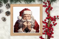 Watercolor Peeking Santa and Snowman Clipart, Christmas PNG Product Image 3