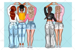 Best friends clipart, Soul sisters clipart, Besties clipart Product Image 4