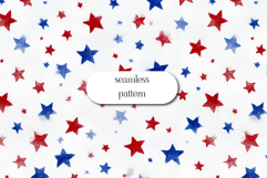 Patriotic Watercolor Stars Red Blue Seamless Pattern Product Image 1