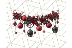 Gothic Christmas Clipart Dark Holiday PNG, Dark Christmas Product Image 3