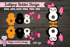 Penguin lollipop holder svg, 3d penguin papercut template Product Image 3