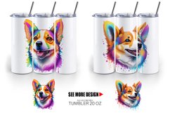 Corgi Dog Colorful | Tumbler Sublimation Wrap Product Image 3