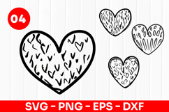Cute Heart Pattern Love Doodle SVG PNG Product Image 1