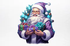 Christmas purple santa claus sublimation PNG Product Image 3