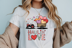 Tractor Hauling Colorful Hearts Trailer Valentines Day Product Image 3