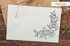 Hand Drawn Peonies Corner Border SVG Product Image 3