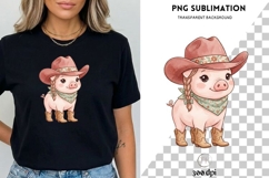 Cowgirl Pig PNG, Cute Western Pig Clipart, Farm Animal Product Image 3