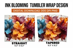 watercolor Blooming flower tumbler warp sublimation Product Image 3