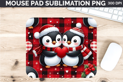 Watercolor Penguin Mouse Pad Sublimation - Valentines PNG Product Image 1