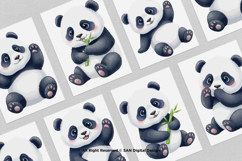 15 Bundle Watercolor Cute Panda Animal Bamboo Baby Cute Product Image 3