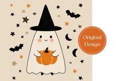 Doodle Halloween Tumbler, Halloween Ghost Tumbler Wrap Product Image 3