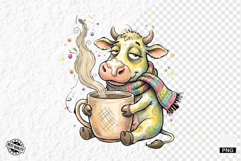 Whimsical Farm Animals Drink Coffee Clipart Product Image 1